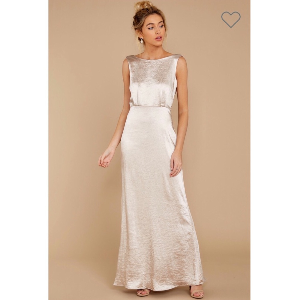 Champagne gold maxi dress - Red Dress Boutique